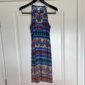 Colorful Geometric Patterned Maxi Dress